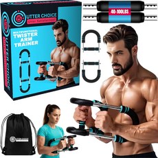 남성용 고릴라 바 트위스터 팔 트레이너 조절 가능한 30-120파운드 가슴 운동기구 미끄럼 방지 손잡이와 휴대용 가방이 있는 남녀용 및 운동 기구, Blue-30-120