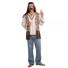 Forum Novelties 남성용 그루비 히피 코스튬 셔츠 및 머리띠 그림과 같음. 표준 243808