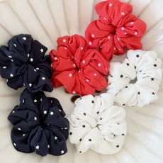 오로이 강아지 큐티 별 이어슈슈 2개세트 귀통풍, 1세트, 화이트