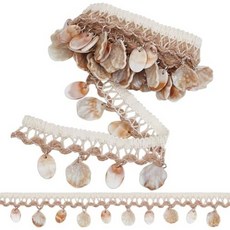 PH 팬더홀 3야드 쉘 프린지 트림 브레이드 레이스 1.46인치 와이드 레진 테두리 에스닉 크래프트 리본 재봉 원단 보호 트리밍 코스튬 램프쉐이드 의류 커튼 드레스 장식용, 1_Floral White, 1.46 inch