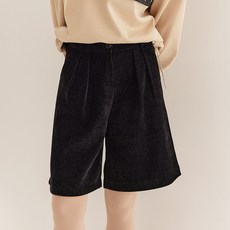 엠엠스포츠 여성 가을 겨울 벨벳 핀턱 코듀로이 골덴 5부 골프 반바지