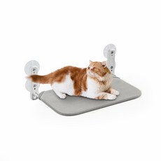 吸盤式貓吊床 貓跳台 寵物吊床 可折疊 承重力高 免釘 可拆洗, 質感灰, 1個