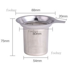 台灣出貨 茶壺內置濾網 茶漏網 不鏽鋼 茶漏 茶具 配件 茶隔 茶濾 泡茶茶葉過濾網器 茶濾 器, 茶網-外88內54高75mm）單耳, 1個