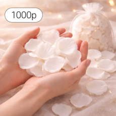 루아유 웨딩 장미 꽃잎, 1000개, 화이트