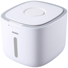 【ECOCO】意可可自動開蓋米桶 防蟲防潮 儲存罐 儲米箱 防潮儲米桶 彈蓋儲米桶 防潮桶 儲米罐 乾糧桶 飼料桶, 1個, E2029自動開蓋米桶-灰色