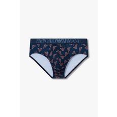 엠포리오 아르마니 EMPORIO ARMANI UNDERWEAR 남성 로고 밴딩 패턴드 폴리 브리프_다크 인디고 0815111028 2412479279 435987
