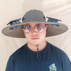 太陽能充電風扇遮陽帽 戶外防曬釣魚登山漁夫帽, 军绿-2个风扇【加钢圈】,【-太阳能-强续航】600毫安电池