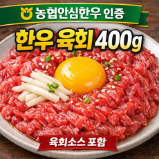 한우 육회 1등급 이상 400g (200g 2팩) 소스(간장1 고추장1) 포함 신선포장, 200g, 2개