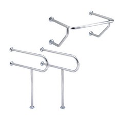 【海夫健康生活館】裕華 不鏽鋼系列 亮面 P型扶手x2 W面盆扶手(T-110*2 T-111), 1個, 不鏽鋼色