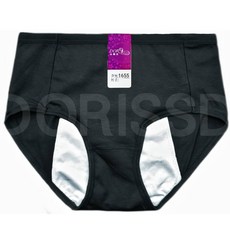 DORISSD高腰純棉女士內褲，舒適透氣簡約素色，每日必備款, 黑