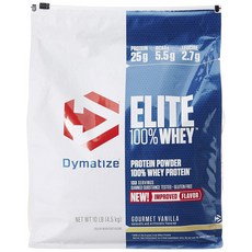 Dymatize 精英乳清蛋白粉蛋白補充劑, 美食香草, 1個, 4.5公斤