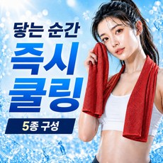 릴로이 아이스핏 스포츠 쿨타올 냉감 MAX, 5개, 코랄 레드