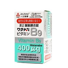 人生製藥 渡邊 維他命B9 葉酸膜衣錠 400微克, 1個