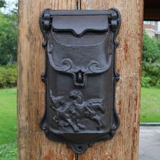 Shark家具 歐式複古鑄鐵信箱 壁掛式戶外郵箱 鐵藝壁飾, 庭院戶外別墅歐式復古鑄鐵做舊鐵藝信箱壁掛