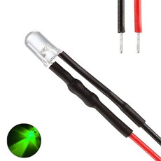 9V 5파이 그린 와이어 LED 고휘도 발광다이오드 튜닝 DIY 차량 연결 케이블 오토바이 과학 수업 간판, 10개