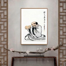 번체 민속 벽 아트 캔버스 회화 포스터 그림 인쇄 사무실 거실 홈 장식, 13. 라이트 그레이