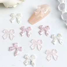 실크리본 10개 네일파츠 11mm 젤네일아트재료, 연핑크 (2000)