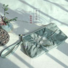 批發直銷(暮玲原創精品)佈藝古風拉鏈刺繡手機鑰匙帆佈手拿小包零錢包女
