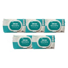 기본에 세균닦는 행주 티슈 캡형, 80개입, 5개