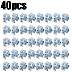 40 10PCS 호스 클램프 연료 파이프 8 10mm 자동차 웜 드라이브 워터 클립 구색 키트, 01 Silvery 40pcs