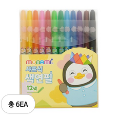 모나미 펭수 샤프식 색연필, 12색, 6개