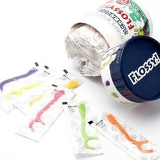 Flossy 木醣醇水果味兒童牙線60入，獨立包裝，水果口味，兒童潔牙好幫手，預防蛀牙，保持口腔健康, 1個, 單一選項, 60