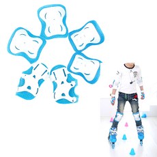 이홈앤고 아동용 자전거 킥보드 인라인 고급 보호대 3종세트, 화이트블루, 1개