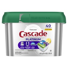 Cascade 白金洗碗機洗滌劑 檸檬 40入, 1個, 612g