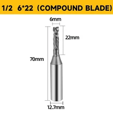 3플루트 TCT 스트레이트 라우터 비트 블레이드 커팅 CNC 밀링 목재 MDF 다층 파티클 보드 용 초경, 16 6x22  Compound blade, 01 longer life, 01 better effect