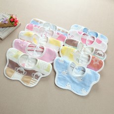 아기 선물세트 꽃잎 턱받이 아기 턱받이 코튼 목타월 남녀 아기용품 세트, 남아용 원형 거즈 5개 세트