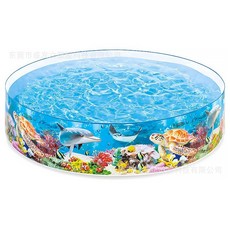 兒童戲水池 圓形卡通圖案 戶外家庭泳池, 直徑122高25cm海洋世界, 1個