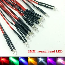 20pcs 3V-12V 1.8mm LED 빨간색/녹색/파란색/노란색/UV/오렌지/핑크//흰색/아이스 블루/RGB 사전 유선 발광, 02 2MM round head LED, 02 Blue