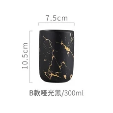 매트 골드 도자기 욕실 세트 장식 비누 디스펜서/칫솔 홀더/컵/비누 접시 트레이 고급스러운 욕실 세척 세트, black cup