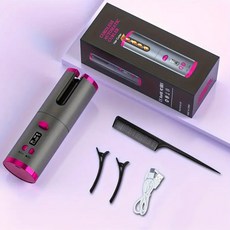 PHYO 무선충전 LCD 디스플레이 미니 스마트 컬링 아이론 가정용 휴대용, HG-009, 레드
