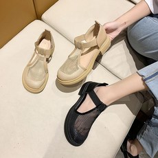 여성 메쉬 메리제인 슈즈 통굽 편한 캐주얼 컴포트 신발 샌들