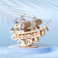 롤라이프 3D 나무 퍼즐 모델 키트 모형 선박 시리즈 항해 건조 DIY 공예 취미 / 컬렉션 장식 친구 및 가족을 위한 선물 (항해선), 1개