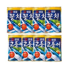 샘표 통조림 꽁치4+고등어4 (총 8캔), 1개, 5g