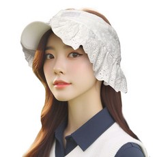 미소스 고운골프 레이스 햇빛가리개 뒷목가리개, 화이트, 1개