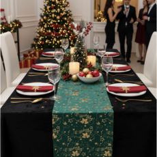 홀리데이 크리스마스 테이블 러너 홈파티 식탁보 테이블매트, Green Classic, 1개