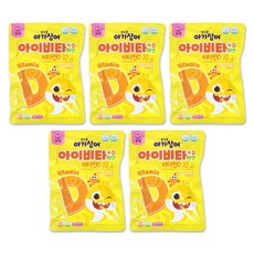 태양생활건강 핑크퐁 아기상어 아이비타+D 아연 48g, 40정, 5개