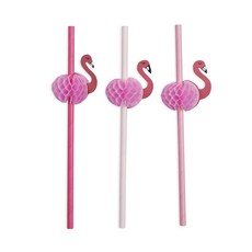 케이크워크 데코레이티브 스트로 플라밍고 어태치먼트 일자형빨대 19.7cm, 1개, 12개입