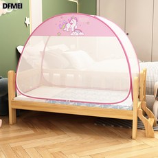 DFMEI a類免安裝蒙古包蚊帳嬰兒牀卡通防摔全包圍幼兒園兒童蚊帳三開門, 1個, 彩虹小馬全底單門:長168*寬88*高110CM