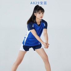 반팔 여자배구유니폼 팀 훈련 배구복 단체복 세트, A829 색상 블루 (여성용), 1개