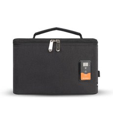 발열가방 차량용 파우치 휴대용 캠핑 취사 발열도시락 충전 12v 차박 비화식 발열팩, 블랙 스퀘어, 듀얼 타입-C+USB 온도 조절기 포함, 1L