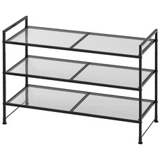 심플 하우스웨어 3단 스태커블 메쉬 신발장 흰색, Black, Wired Grid Panel, 블랙, 1개