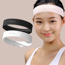 오르카라인 논슬립 스포츠 헤어밴드, 2개, 블랙 + 화이트