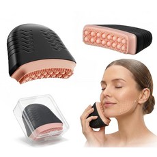 림프 컨투어 페이스 브러시 업그레이드된 실리콘 배수 턱 목 뺨용 인체 공학적 얼굴 사용하기 쉬움 컴팩트하고 휴대가 간편한 여행용 287168, Black