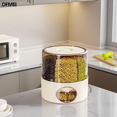 DFMEI 新款五穀雜糧分格收納盒可旋轉大容量密封米桶家用防蟲防潮儲米桶, 1個, 參考詳情