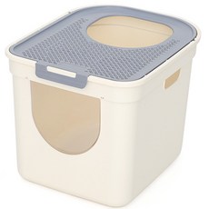 頂入式全封閉貓砂盆 防外濺貓砂盆 附貓砂鏟 貓咪如廁好安心, 特大灰, 1個