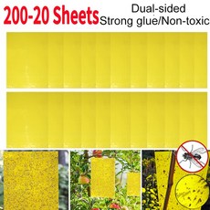 노란색 양면 날으는 곤충 잡기 컨트롤 스티커 곰팡이 파리 킬러 트랩 20개, 120 Sheets